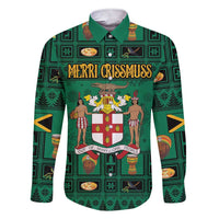 Personalized Jamaica Christmas Family Matching Short Sleeve Bodycon Dress and Hawaiian Shirt Coat Of Arms - Merri Crissmuss - Wonder Print Shop