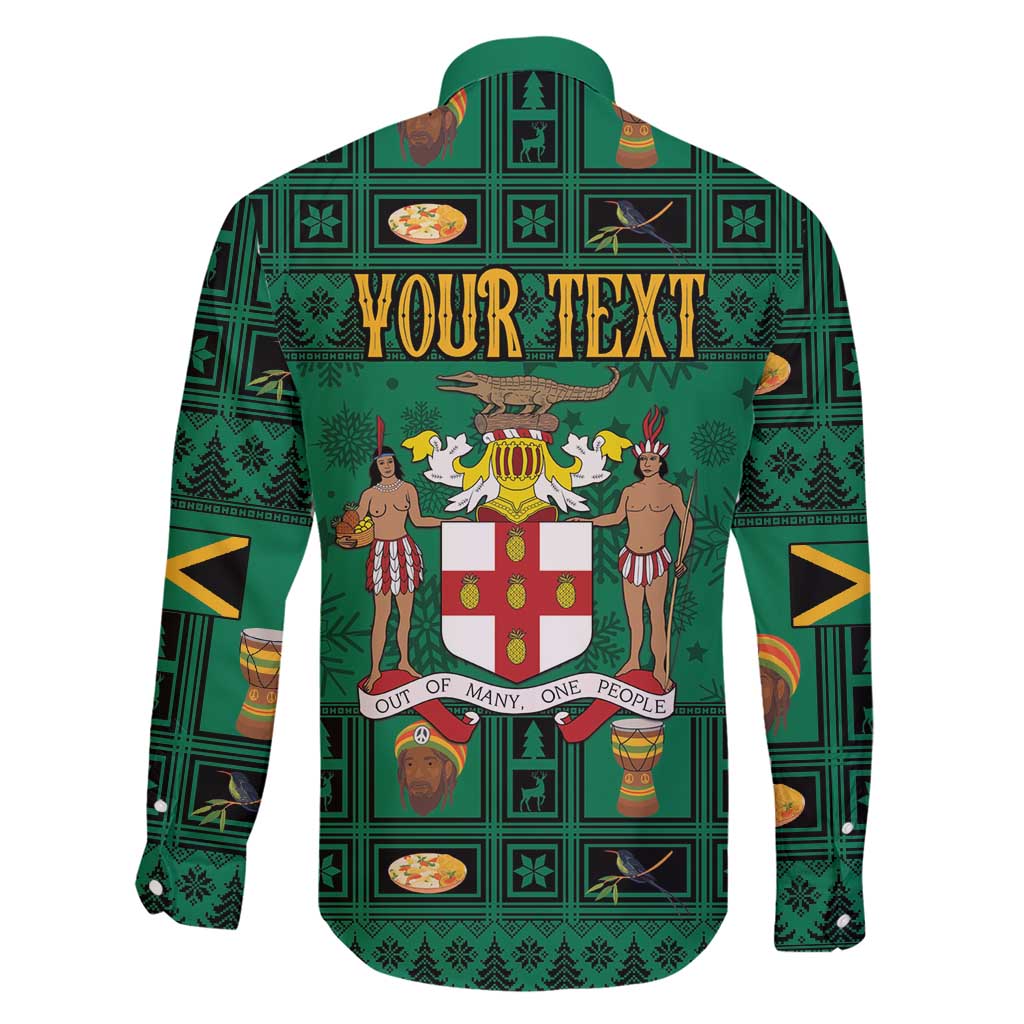 Personalized Jamaica Christmas Family Matching Short Sleeve Bodycon Dress and Hawaiian Shirt Coat Of Arms - Merri Crissmuss - Wonder Print Shop