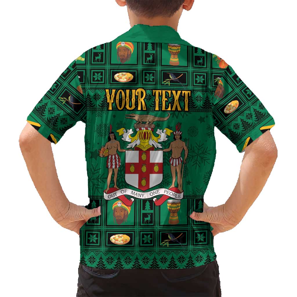 Personalized Jamaica Christmas Family Matching Tank Maxi Dress and Hawaiian Shirt Coat Of Arms - Merri Crissmuss - Wonder Print Shop
