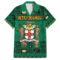 Personalized Jamaica Christmas Family Matching Tank Maxi Dress and Hawaiian Shirt Coat Of Arms - Merri Crissmuss - Wonder Print Shop