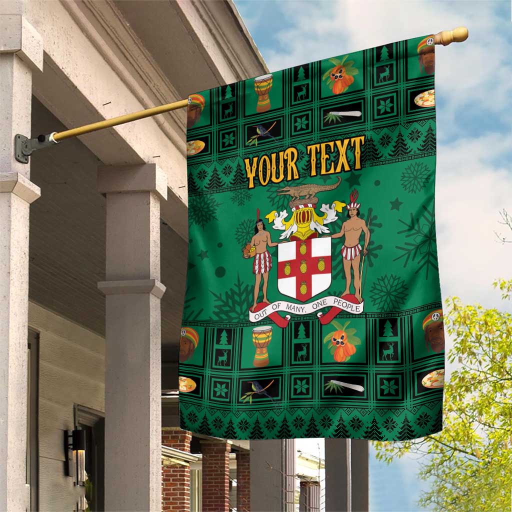 Personalized Jamaica Christmas Garden Flag Coat Of Arms - Merri Crissmuss - Wonder Print Shop