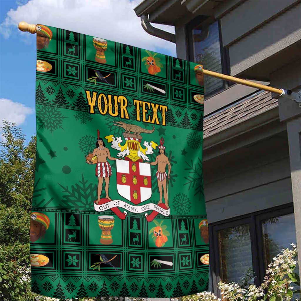 Personalized Jamaica Christmas Garden Flag Coat Of Arms - Merri Crissmuss - Wonder Print Shop