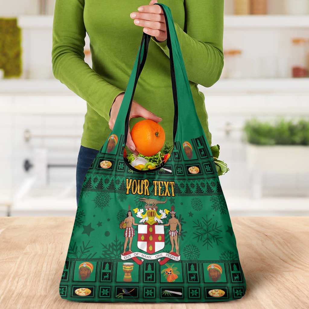 Personalized Jamaica Christmas Grocery Bag Coat Of Arms - Merri Crissmuss