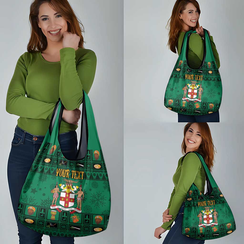 Personalized Jamaica Christmas Grocery Bag Coat Of Arms - Merri Crissmuss