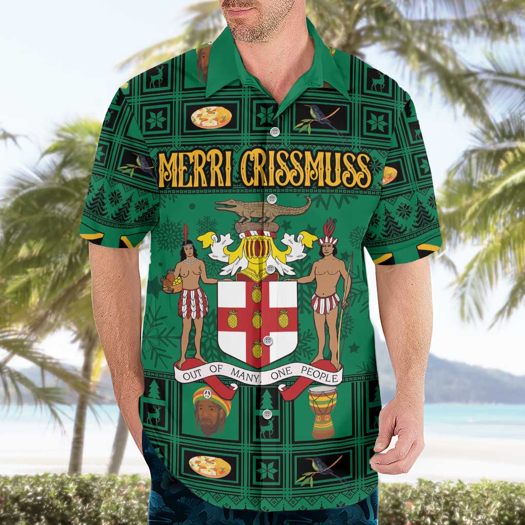 Personalized Jamaica Christmas Hawaiian Shirt Coat Of Arms - Merri Crissmuss - Wonder Print Shop