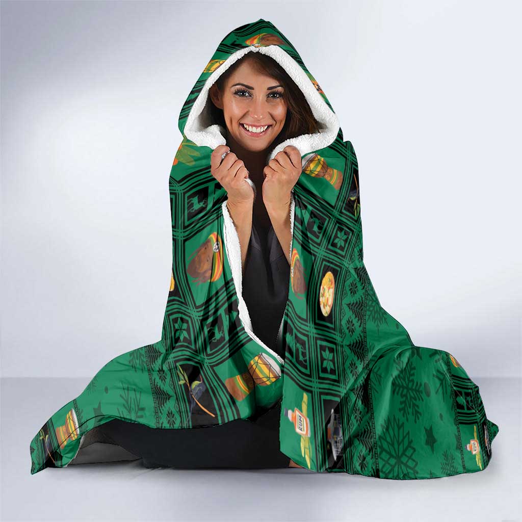 Personalized Jamaica Christmas Hooded Blanket Coat Of Arms - Merri Crissmuss