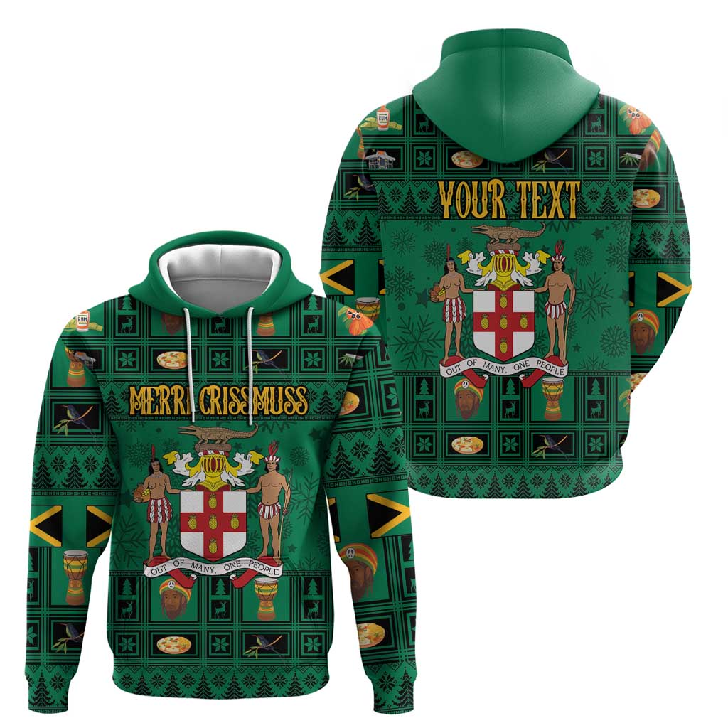 Personalized Jamaica Christmas Hoodie Coat Of Arms - Merri Crissmuss - Wonder Print Shop
