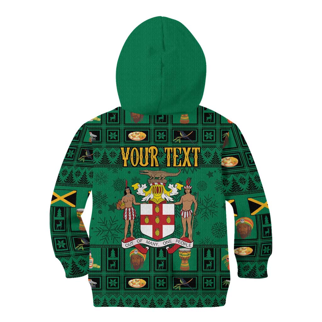Personalized Jamaica Christmas Kid Hoodie Coat Of Arms - Merri Crissmuss - Wonder Print Shop