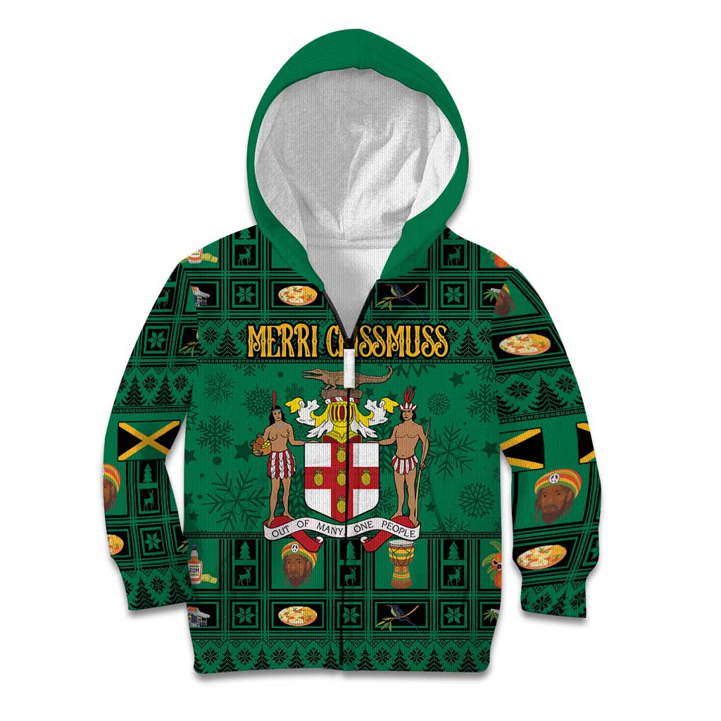 Personalized Jamaica Christmas Kid Hoodie Coat Of Arms - Merri Crissmuss - Wonder Print Shop