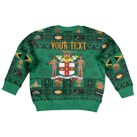Personalized Jamaica Christmas Kid Ugly Christmas Sweater Coat Of Arms - Merri Crissmuss - Wonder Print Shop
