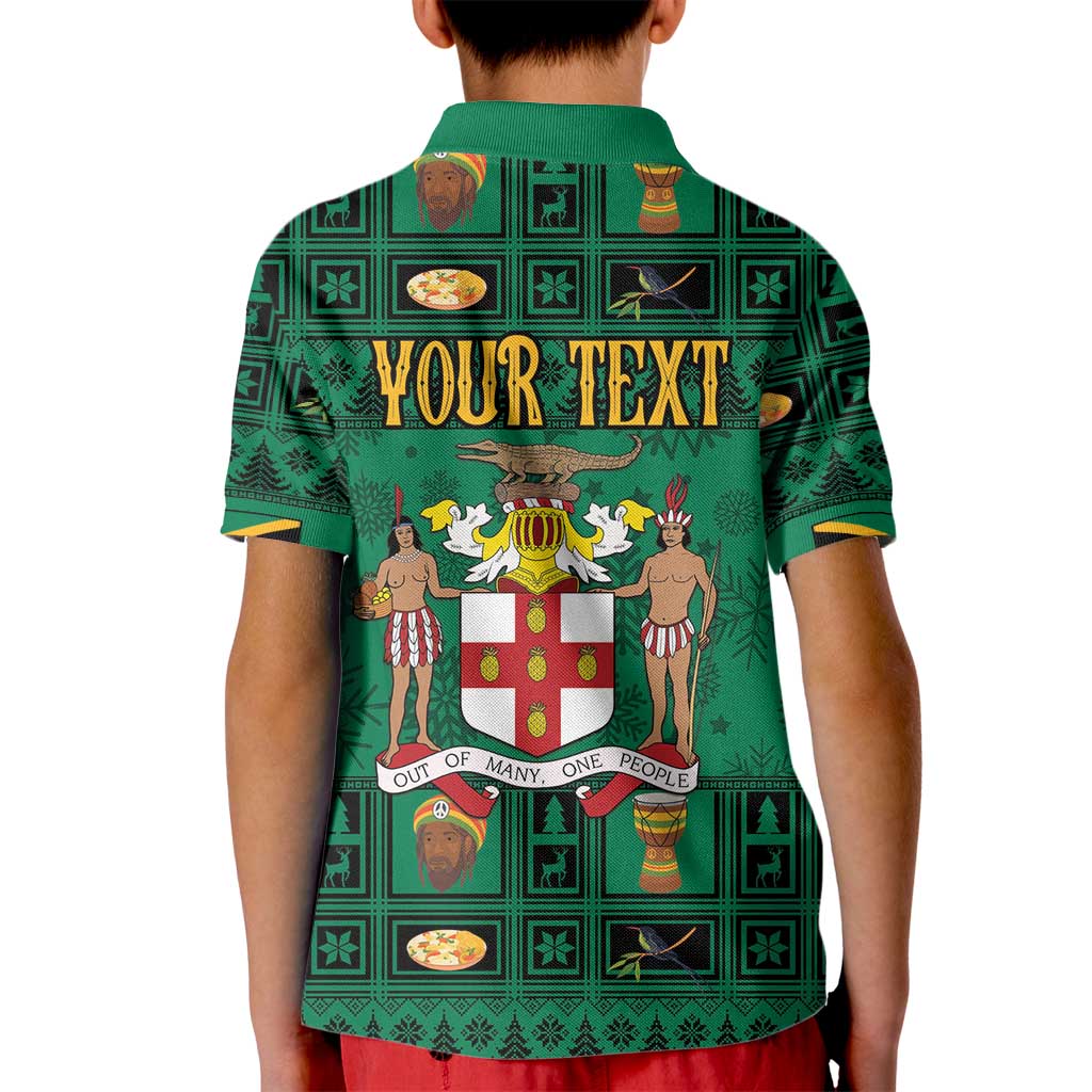 Personalized Jamaica Christmas Kid Polo Shirt Coat Of Arms - Merri Crissmuss - Wonder Print Shop