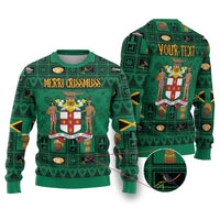 Personalized Jamaica Christmas Ugly Christmas Sweater Coat Of Arms - Merri Crissmuss - Wonder Print Shop