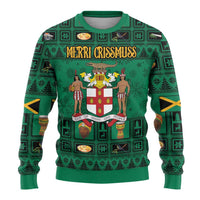 Personalized Jamaica Christmas Ugly Christmas Sweater Coat Of Arms - Merri Crissmuss - Wonder Print Shop