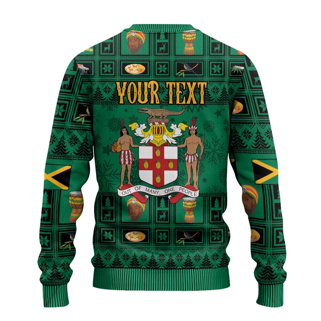 Personalized Jamaica Christmas Ugly Christmas Sweater Coat Of Arms - Merri Crissmuss - Wonder Print Shop