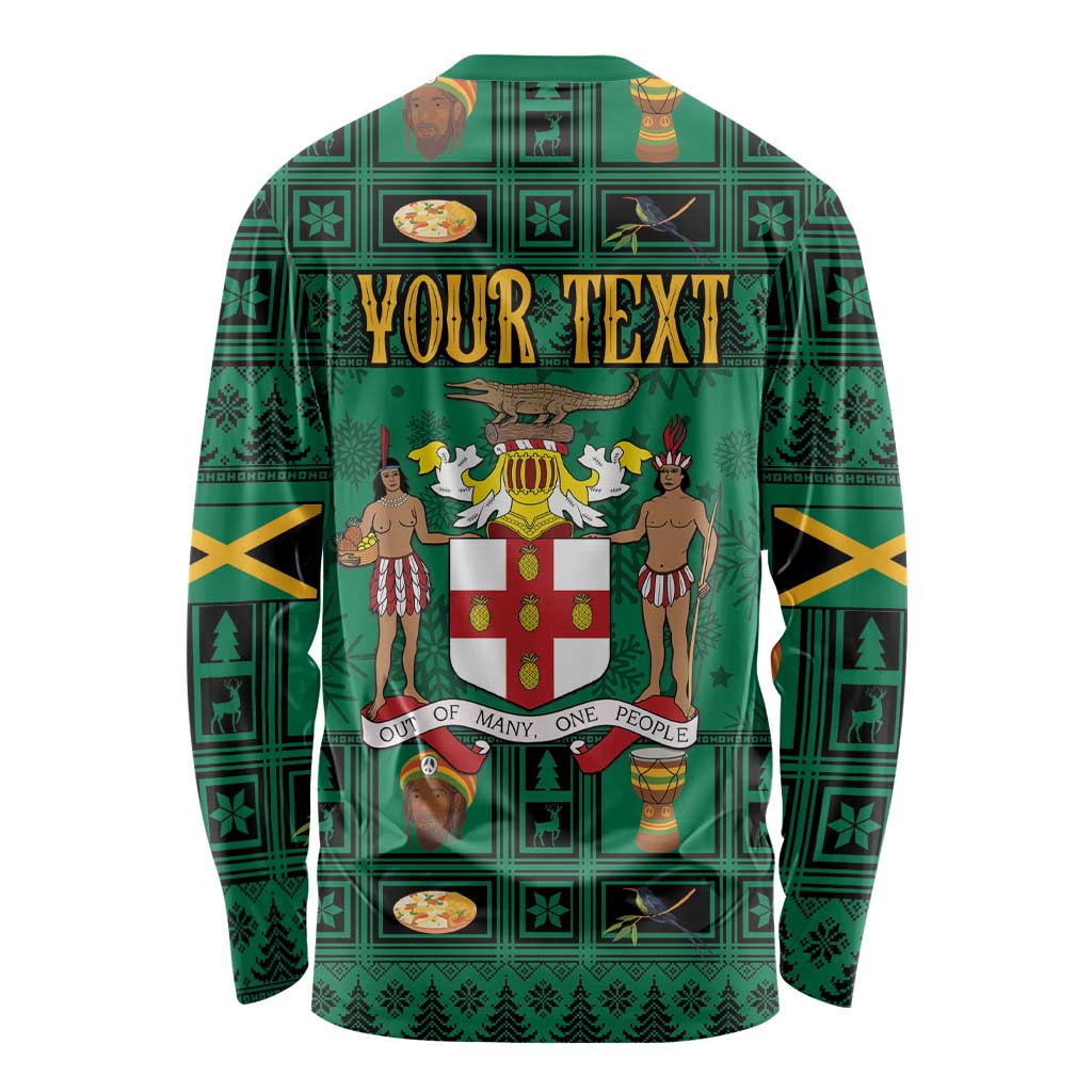 Personalized Jamaica Christmas Long Sleeve Shirt Coat Of Arms - Merri Crissmuss - Wonder Print Shop