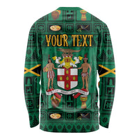 Personalized Jamaica Christmas Long Sleeve Shirt Coat Of Arms - Merri Crissmuss - Wonder Print Shop