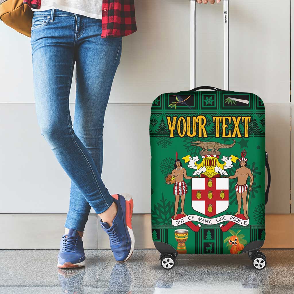 Personalized Jamaica Christmas Luggage Cover Coat Of Arms - Merri Crissmuss - Wonder Print Shop