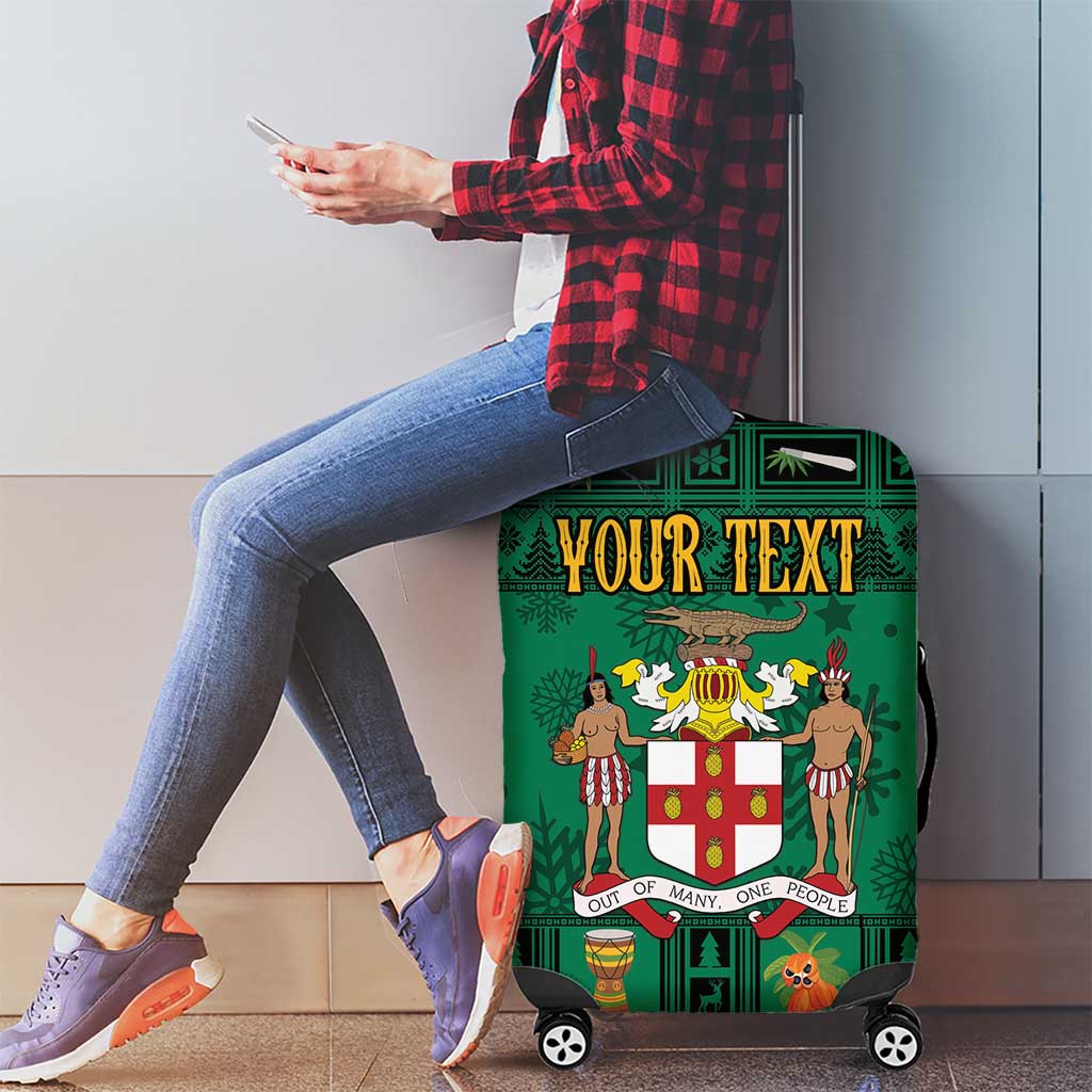 Personalized Jamaica Christmas Luggage Cover Coat Of Arms - Merri Crissmuss - Wonder Print Shop