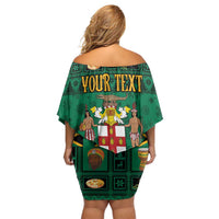 Personalized Jamaica Christmas Off Shoulder Short Dress Coat Of Arms - Merri Crissmuss - Wonder Print Shop