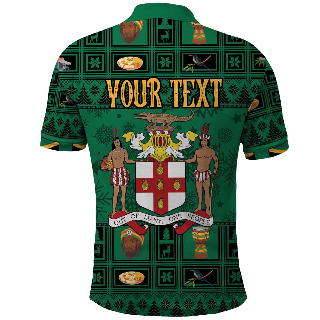Personalized Jamaica Christmas Polo Shirt Coat Of Arms - Merri Crissmuss - Wonder Print Shop