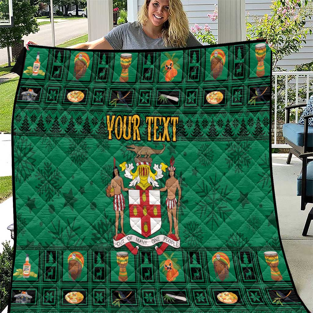 Personalized Jamaica Christmas Quilt Coat Of Arms - Merri Crissmuss - Wonder Print Shop