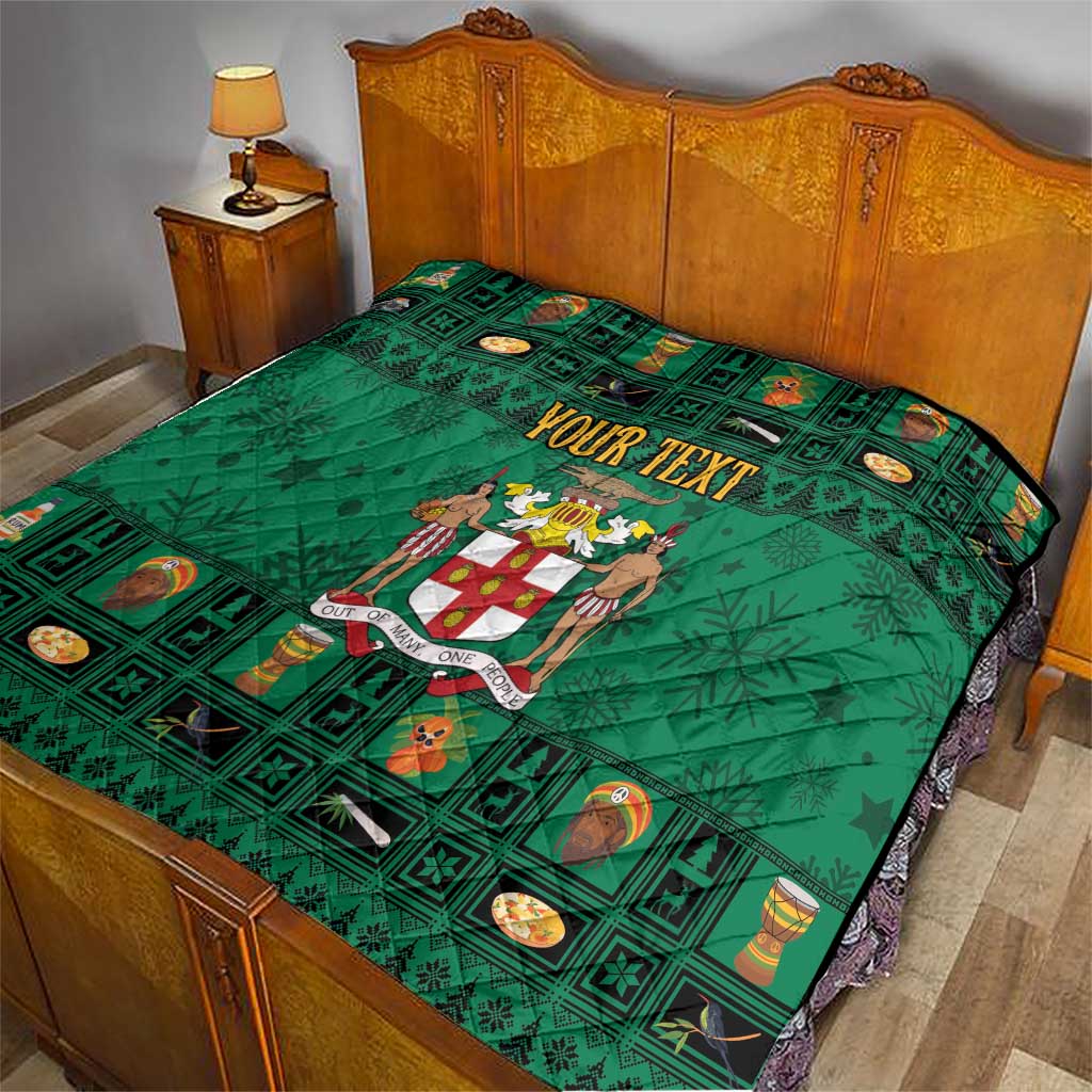 Personalized Jamaica Christmas Quilt Coat Of Arms - Merri Crissmuss - Wonder Print Shop