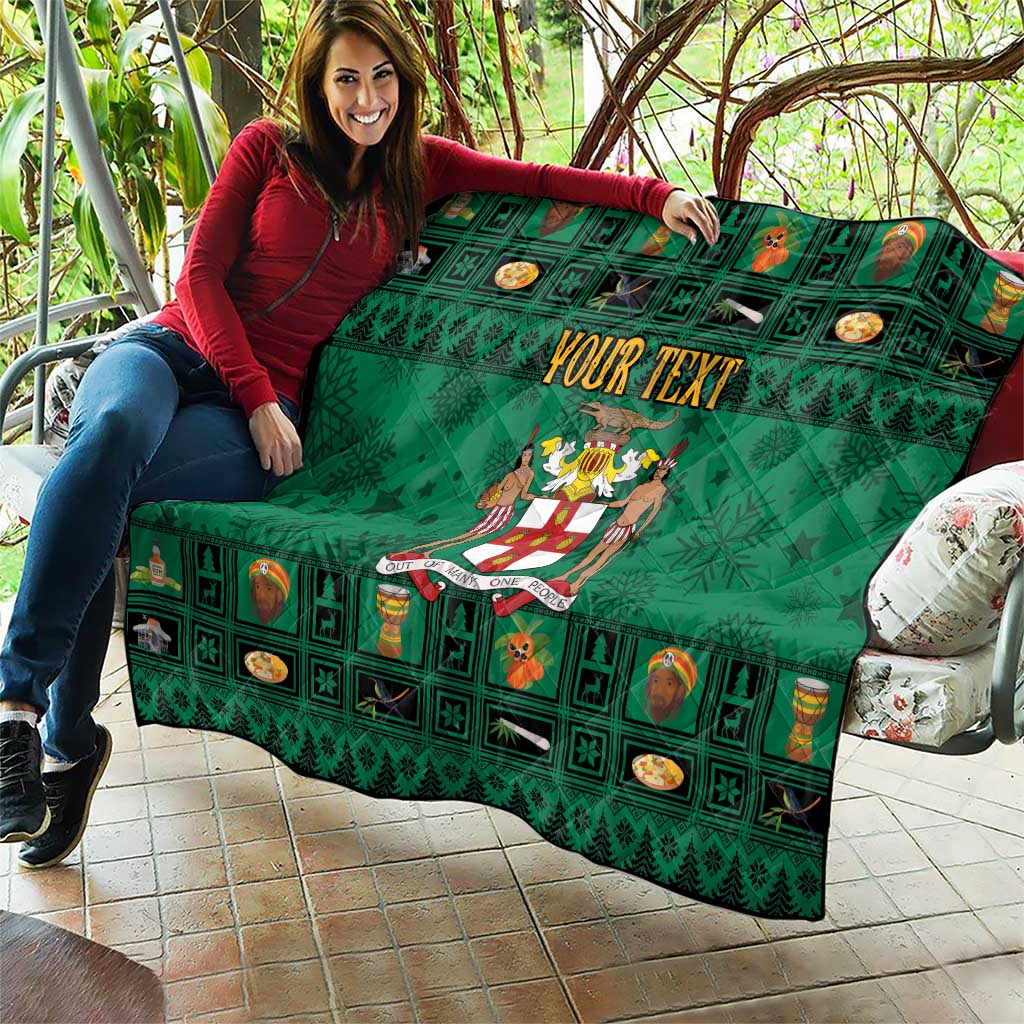 Personalized Jamaica Christmas Quilt Coat Of Arms - Merri Crissmuss - Wonder Print Shop