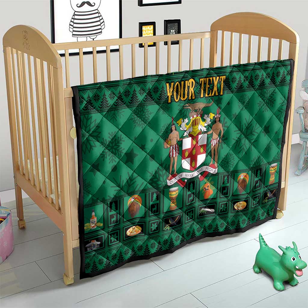 Personalized Jamaica Christmas Quilt Coat Of Arms - Merri Crissmuss - Wonder Print Shop