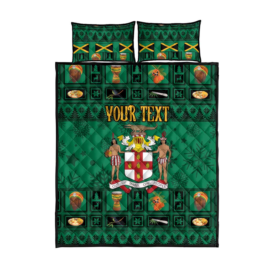 Personalized Jamaica Christmas Quilt Bed Set Coat Of Arms - Merri Crissmuss - Wonder Print Shop