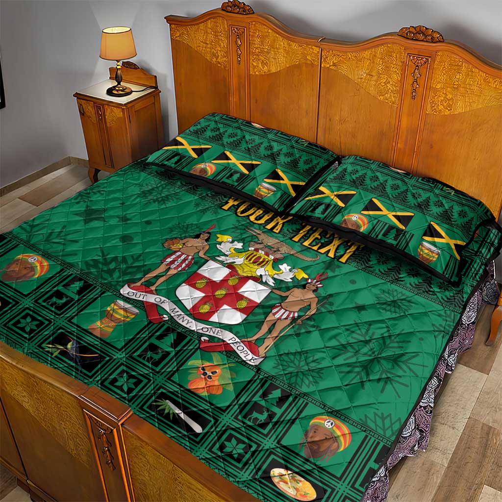 Personalized Jamaica Christmas Quilt Bed Set Coat Of Arms - Merri Crissmuss - Wonder Print Shop