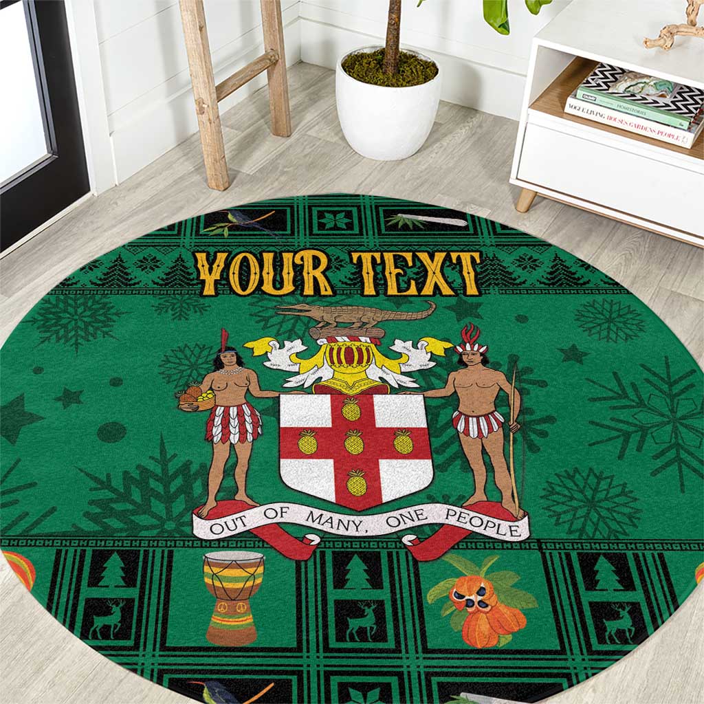 Personalized Jamaica Christmas Round Carpet Coat Of Arms - Merri Crissmuss