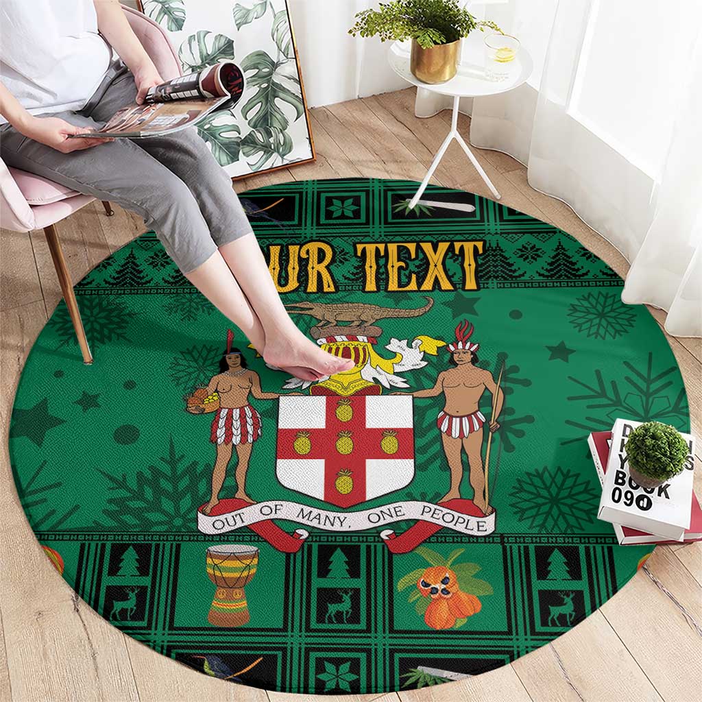 Personalized Jamaica Christmas Round Carpet Coat Of Arms - Merri Crissmuss