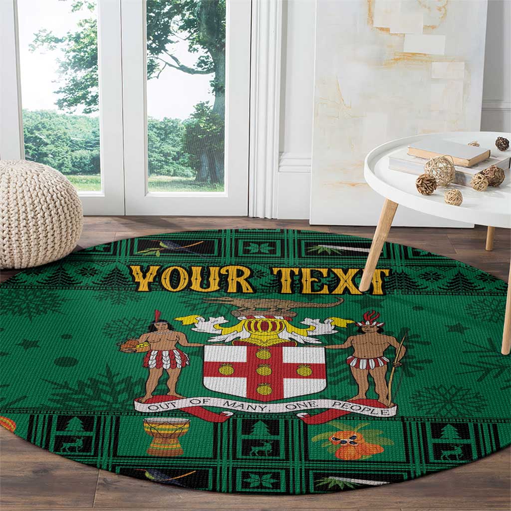 Personalized Jamaica Christmas Round Carpet Coat Of Arms - Merri Crissmuss