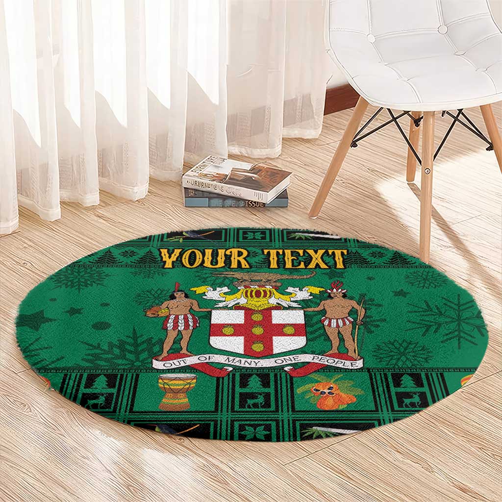 Personalized Jamaica Christmas Round Carpet Coat Of Arms - Merri Crissmuss
