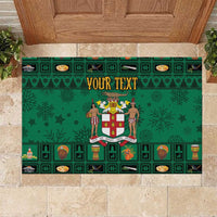 Personalized Jamaica Christmas Rubber Doormat Coat Of Arms - Merri Crissmuss - Wonder Print Shop