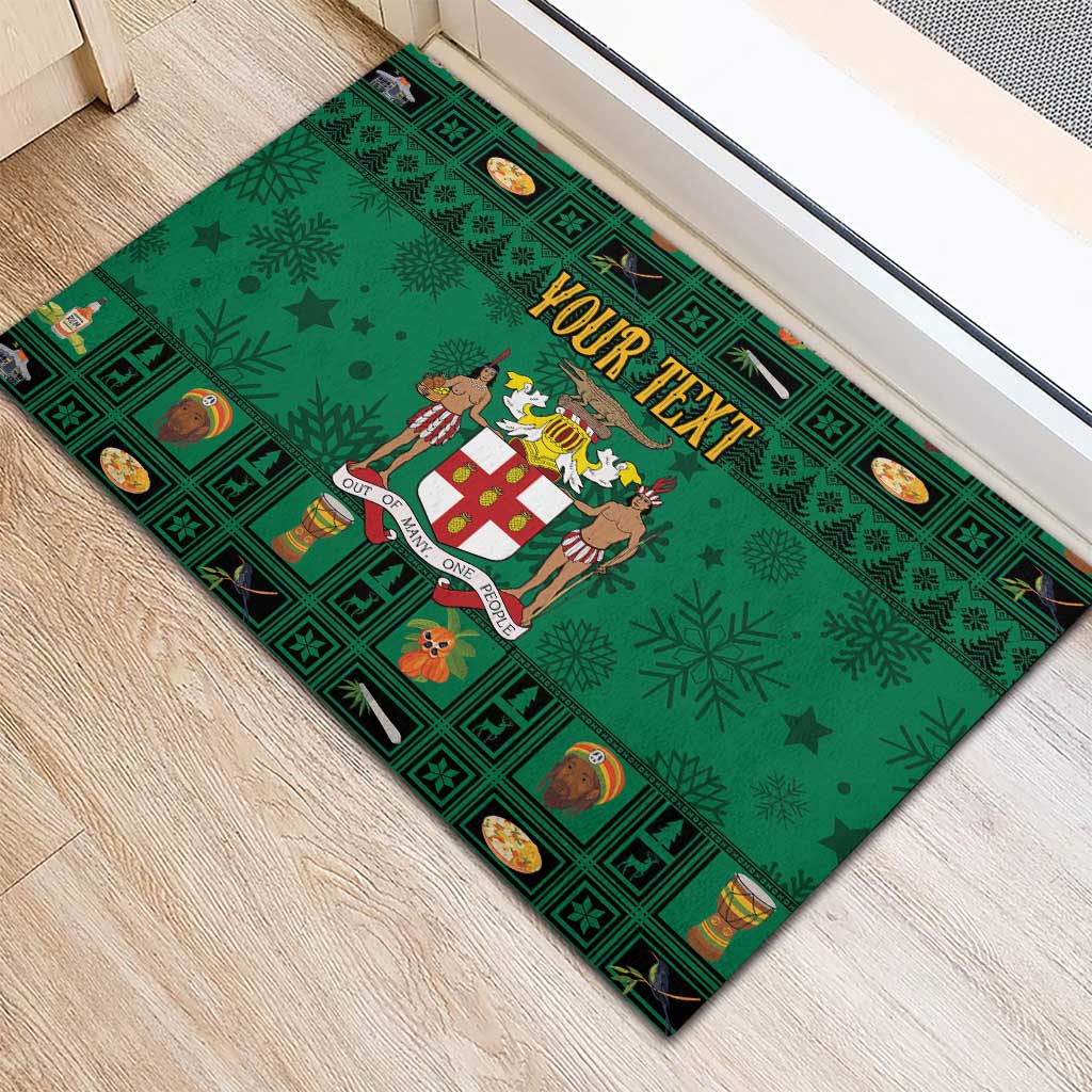 Personalized Jamaica Christmas Rubber Doormat Coat Of Arms - Merri Crissmuss - Wonder Print Shop