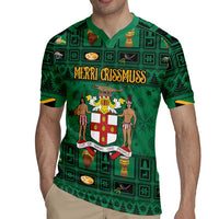 Personalized Jamaica Christmas Rugby Jersey Coat Of Arms - Merri Crissmuss - Wonder Print Shop