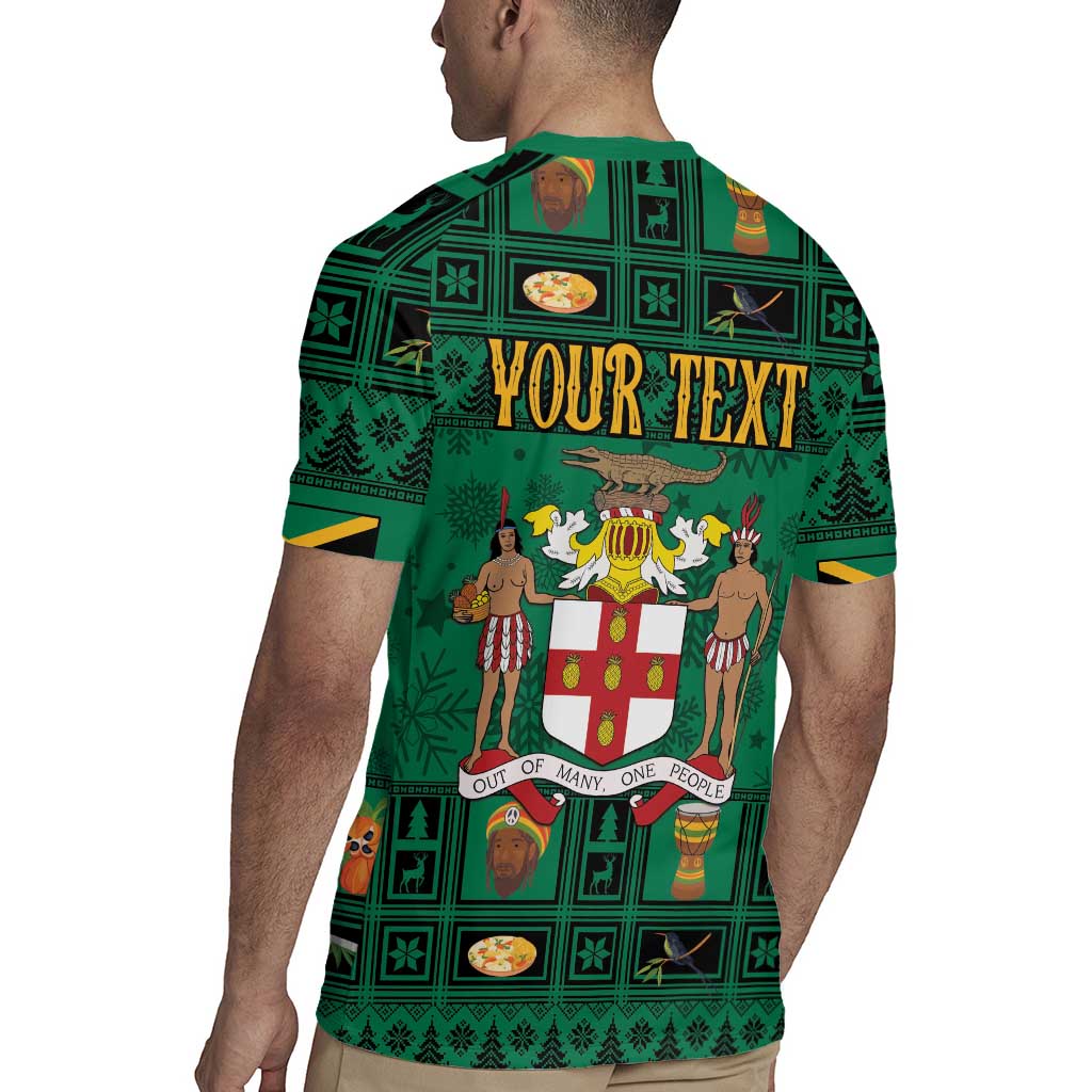 Personalized Jamaica Christmas Rugby Jersey Coat Of Arms - Merri Crissmuss - Wonder Print Shop
