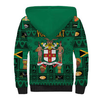 Personalized Jamaica Christmas Sherpa Hoodie Coat Of Arms - Merri Crissmuss - Wonder Print Shop