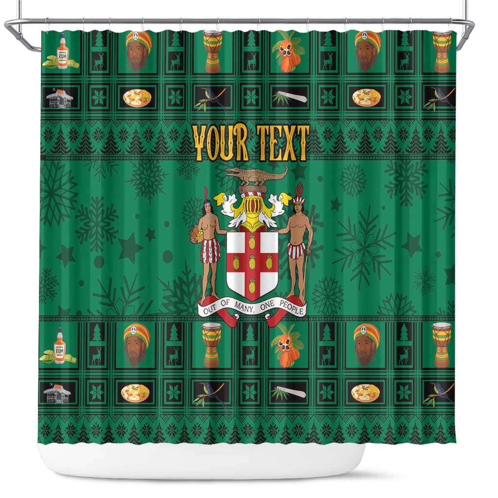 Personalized Jamaica Christmas Shower Curtain Coat Of Arms - Merri Crissmuss