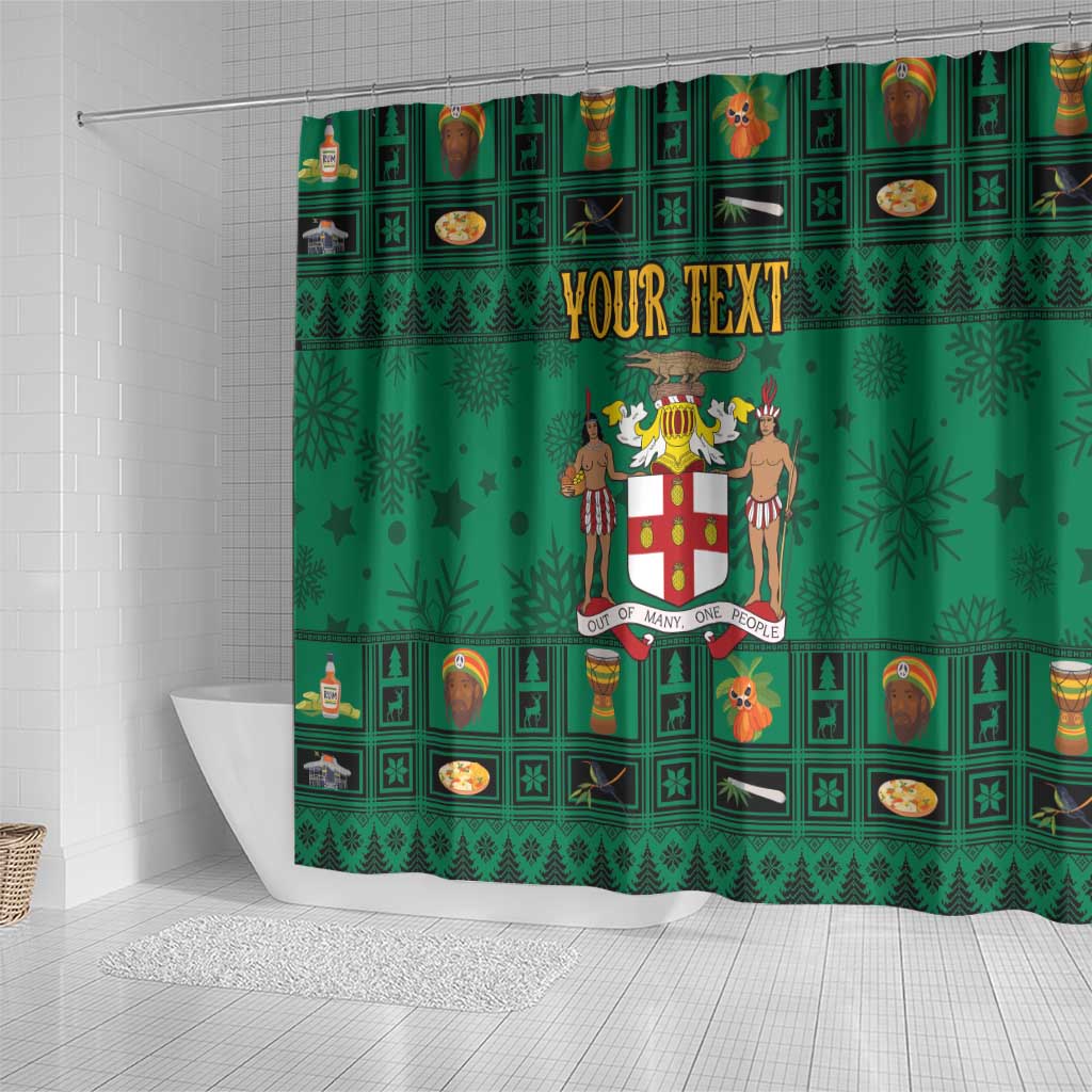 Personalized Jamaica Christmas Shower Curtain Coat Of Arms - Merri Crissmuss