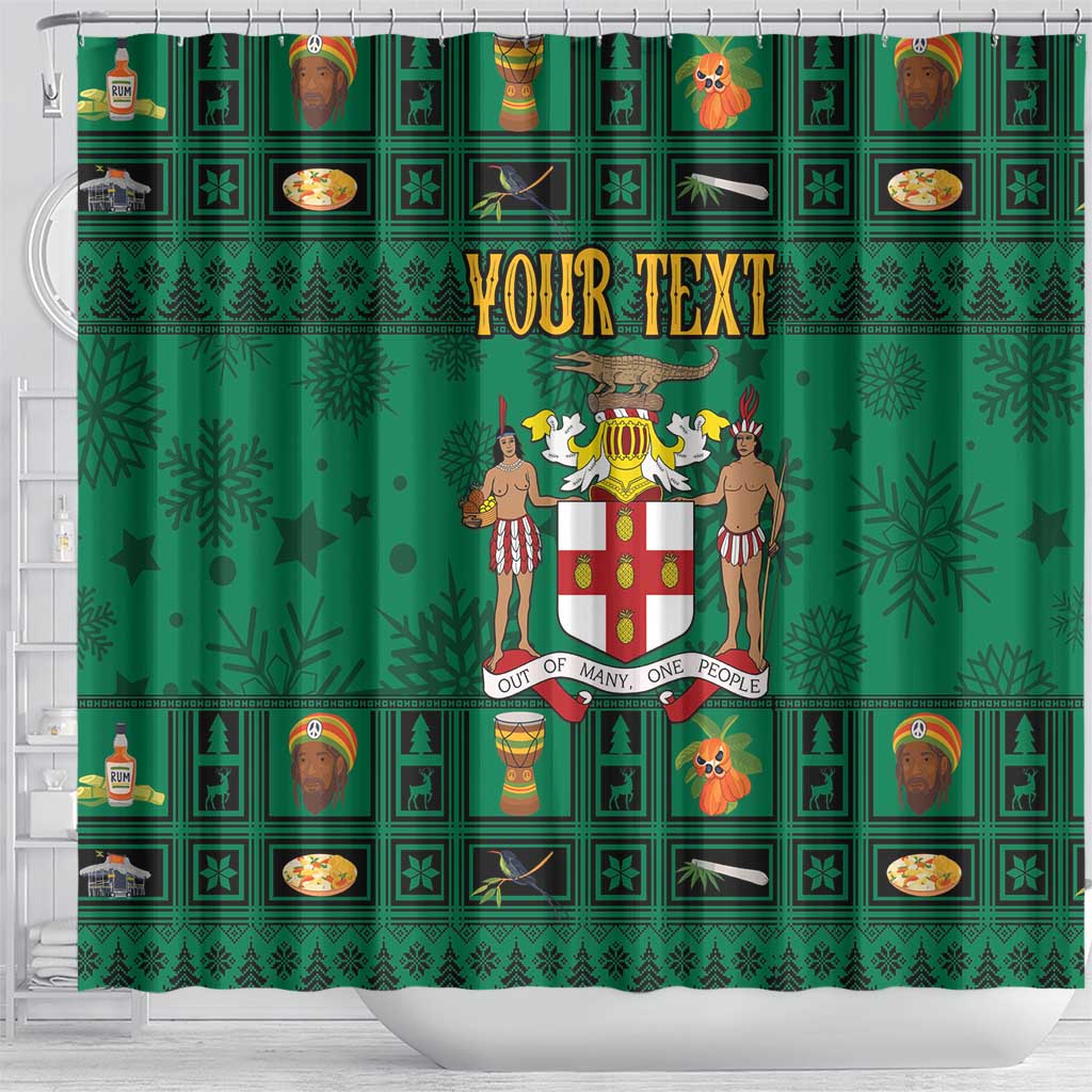 Personalized Jamaica Christmas Shower Curtain Coat Of Arms - Merri Crissmuss