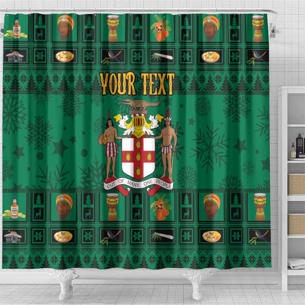 Personalized Jamaica Christmas Shower Curtain Coat Of Arms - Merri Crissmuss