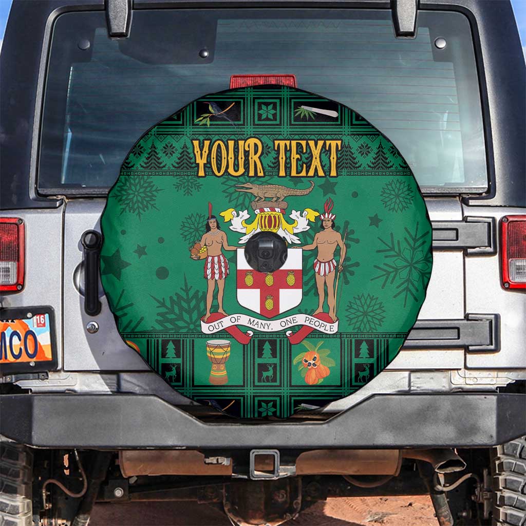 Personalized Jamaica Christmas Spare Tire Cover Coat Of Arms - Merri Crissmuss - Wonder Print Shop