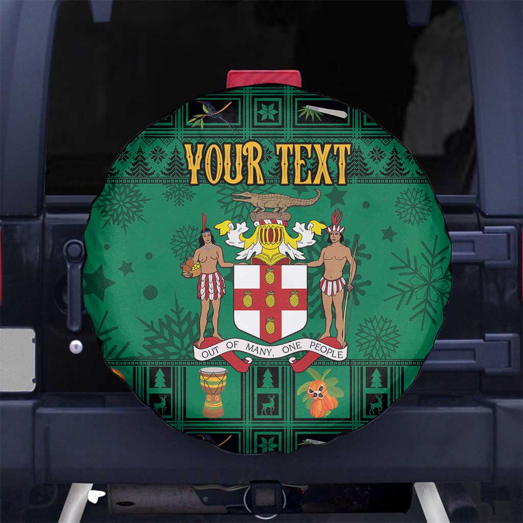 Personalized Jamaica Christmas Spare Tire Cover Coat Of Arms - Merri Crissmuss - Wonder Print Shop