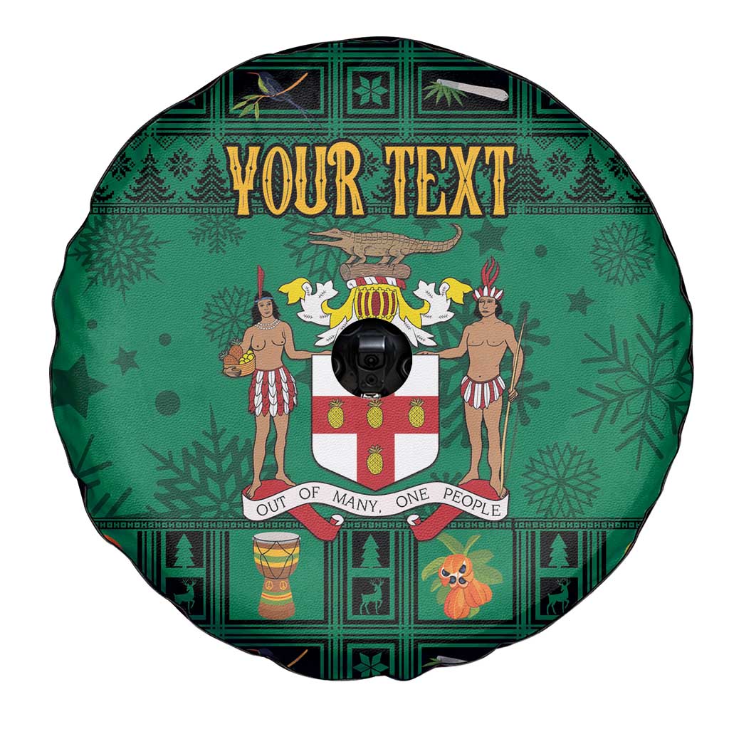 Personalized Jamaica Christmas Spare Tire Cover Coat Of Arms - Merri Crissmuss - Wonder Print Shop