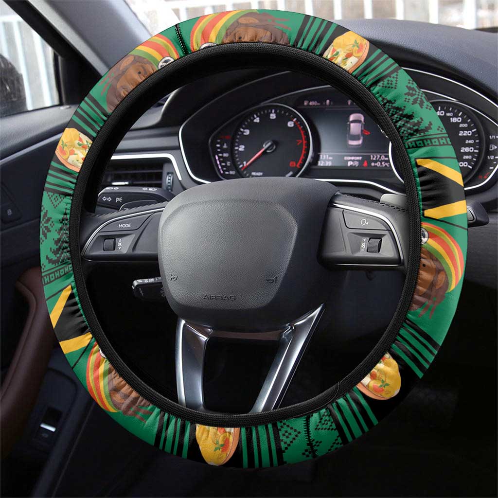 Jamaica Christmas Steering Wheel Cover Coat Of Arms - Merri Crissmuss - Wonder Print Shop