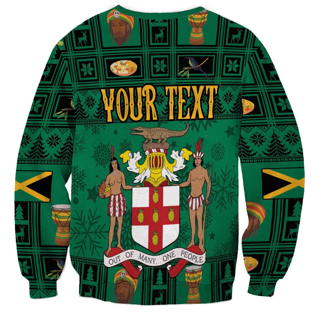 Personalized Jamaica Christmas Sweatshirt Coat Of Arms - Merri Crissmuss - Wonder Print Shop