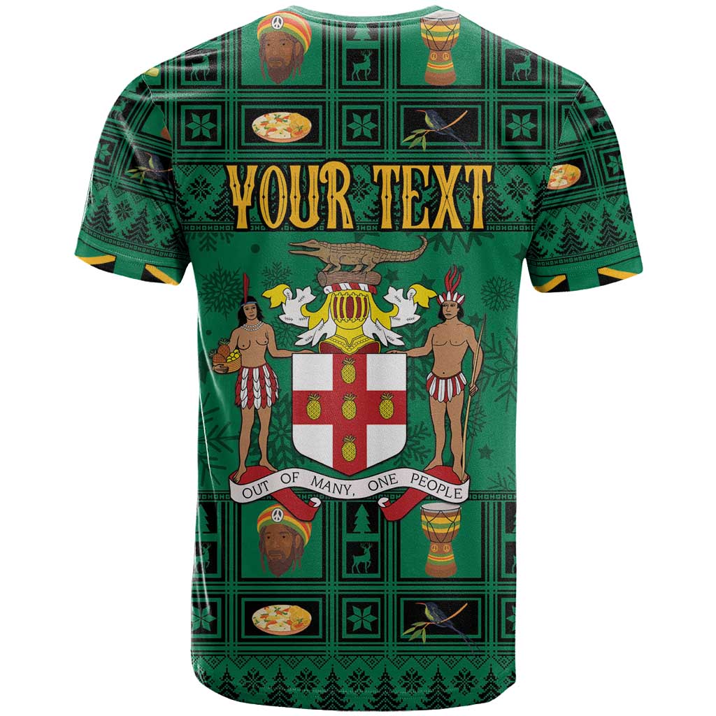 Personalized Jamaica Christmas T Shirt Coat Of Arms - Merri Crissmuss - Wonder Print Shop