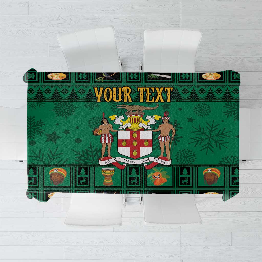 Personalized Jamaica Christmas Tablecloth Coat Of Arms - Merri Crissmuss - Wonder Print Shop